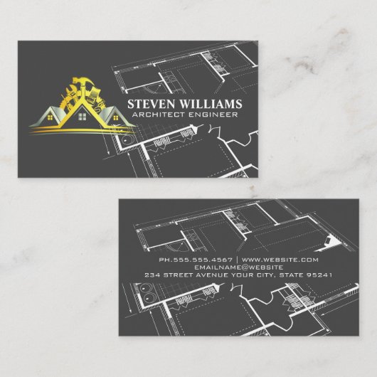 一般契約者建築 | ブループリント 名刺 (正面/裏面)