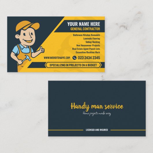 一般契約者、便利屋、建築 名刺 (正面/裏面)