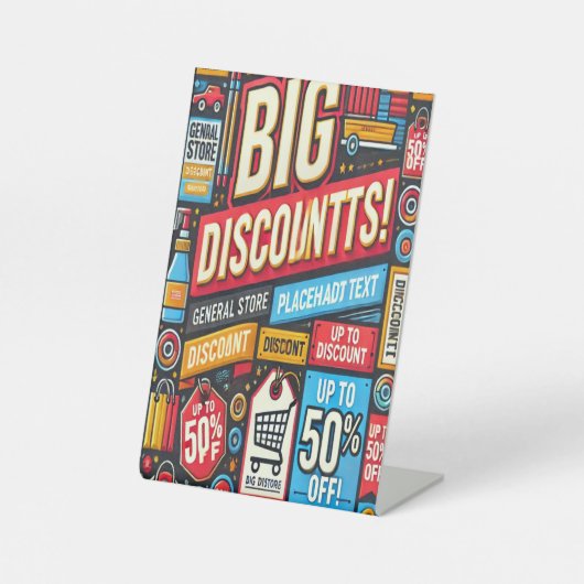 一般店鮮やか内割引ペデスタルサイン 台座サイン (正面)