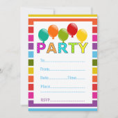 一般数々の色バルーンパーティー 招待状 (正面)