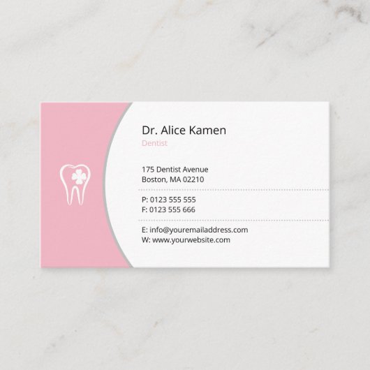 一般歯医者 |ピンクのラッキーティース 予約カード (正面)