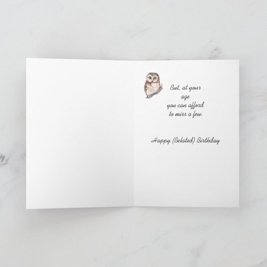 一般的おもしろいなベルト誕生日、かわいいフクロウ カード (内部)