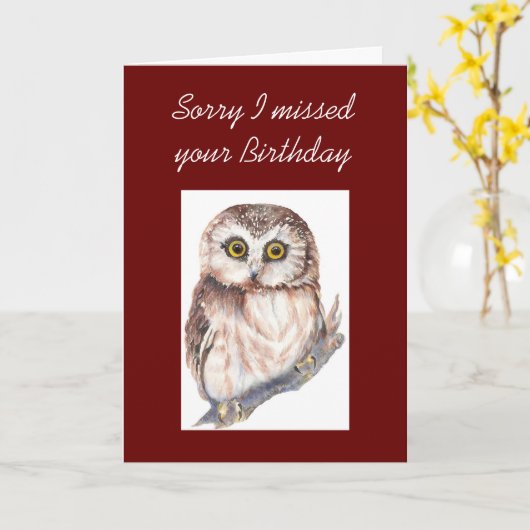 一般的おもしろいなベルト誕生日、かわいいフクロウ カード (黄色い花)