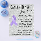 一般的ながん認識の利点 グレー 花柄 フライヤー (シングル)