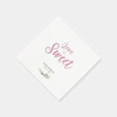 一般的なイベントの水色パープルフローラデザイン スタンダードカクテルナプキン (角)