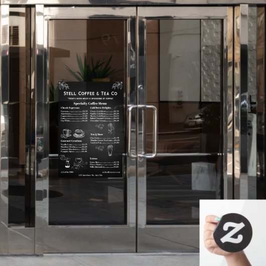 一般的なカスタマイズコーヒーメニュー価格Chalkboard ウィンドウサイン (オフィスドア)