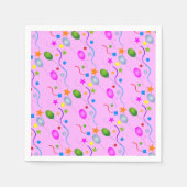 一般的なフェスティバルバルーンとPINKのストリーマー スタンダードカクテルナプキン (正面)