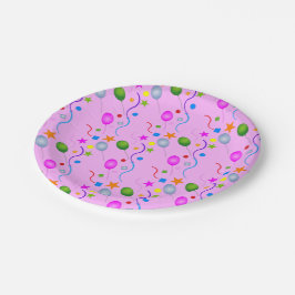 一般的なフェスティバルバルーンとPINKのストリーマー ペーパープレート