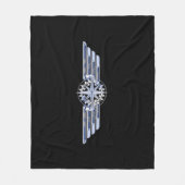 一般的なプライベートエアパイロットクロムライクウィングブラック フリースブランケット (正面)