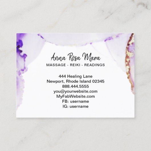 *～*一般的なヘア爪、 ネイルは紫色の金ゴールド治療器 名刺 (裏面)