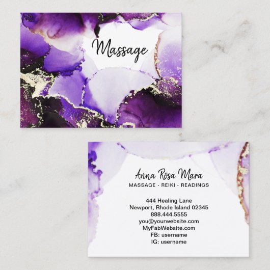 *~*一般的なヘア爪、 ネイルは紫色の金ゴールド治療器 名刺 (正面/裏面)