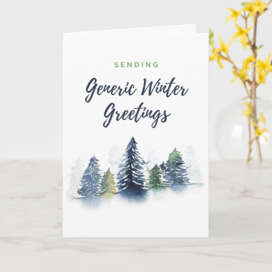 一般的な冬の挨拶ホリデーカード非宗教的 カード (黄色い花)