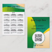 一般的な名刺のカレンダーのグリーン・ウェーブ 名刺 (正面/裏面)