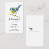 一般的な枝の水彩画の小さく青い鳥 名刺 (正面/裏面)