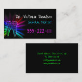 一般的な歯科医レインボーカラー歯ブラックカード 名刺 (正面/裏面)