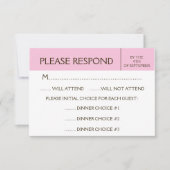 一般的な淡いピンクのRSVPの応答カード 出欠カード (正面)