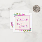 一般的な空白のピンク色の花サンキューカード ノートカード (正面/裏面インサイチュ)