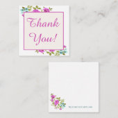 一般的な空白のピンク色の花サンキューカード ノートカード (正面/裏面)