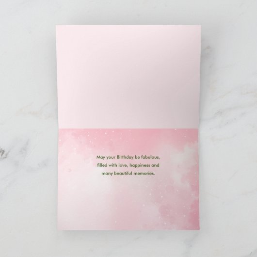 一般的な誕生日ウィズピンクアジサイの水色 カード (内部)