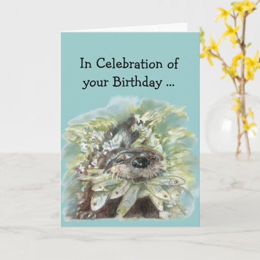 一般的な誕生日ユーモアかわいい水の色のカワアート カード (黄色い花)