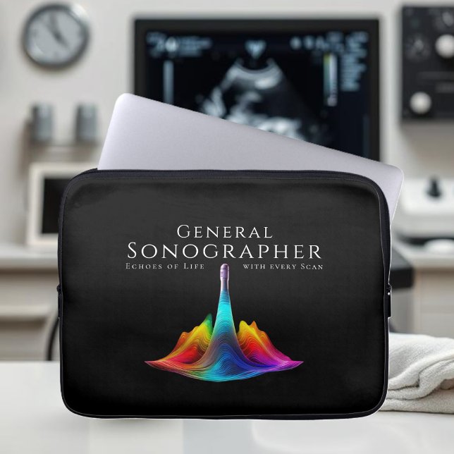 一般的な超音波カラフル撮影の波 ラップトップスリーブ (General Sonographer-Colorful Ultrasound Waves Laptop Sleeve)