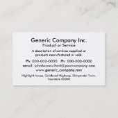 一般的な金ゴールドの効果バンド 名刺 (裏面)