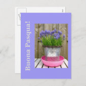 一般的な青いヒアシントのイースターグリーティンイタリアング – シーズンポストカード (正面/裏面)