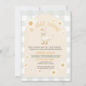 一般的に中立デイジーグリーンガチョウ赤ちゃんシャワー 招待状 (正面)