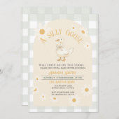 一般的に中立デイジーグリーンガチョウ赤ちゃんシャワー 招待状 (正面/裏面)