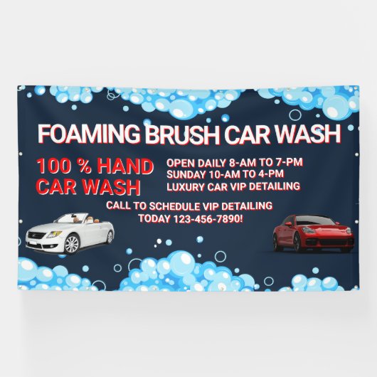 一般的カスタマイズな大型洗車事業 横断幕 (横)