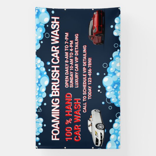 一般的カスタマイズな大型洗車事業 横断幕 (縦)