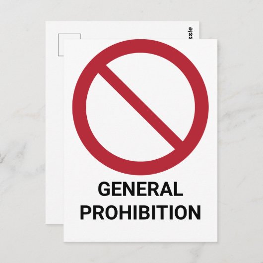 一般禁止及び禁止標識 ポストカード (正面/裏面)