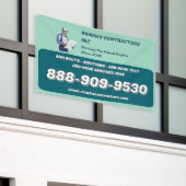 一般請カスタマイズ業者の現場広告 横断幕 (ビルの外側)