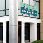 一般請カスタマイズ業者の現場広告 横断幕 (ビルの外側)