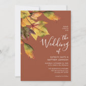 一茶色エレガントの紅葉結婚で 招待状 (正面)