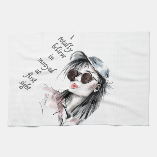 一見しただけでは腹が立つ キッチンタオル (横)