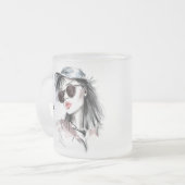 一見しただけでは腹が立つ フロストグラスマグカップ (正面左)