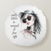 一見しただけでは腹が立つ ラウンドクッション (正面)