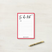 一覧に表示する手書き文字の赤い線縁ど付き ポストイット (デスク上)