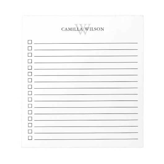 一覧を表示するミニマリストのモノグラムのチェックボックス ノートパッド (正面)