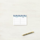 一覧ガーリーにする青い花柄 ポストイット (デスク上)