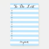 一覧パーソナライズされたにストライプの表示する青いチェックリスト ポストイット (正面)