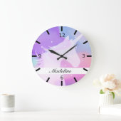 一角パーソナライズされたカラフルシルエット ラージ壁時計 (ホーム)