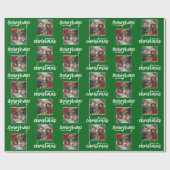 一角写真とメリークリスマス – 緑 ラッピングペーパー (フラット)