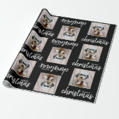 一角写真とメリークリスマス – 黒 ラッピングペーパー (アンロールド)