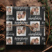 一角写真とメリークリスマス – 黒 ラッピングペーパー