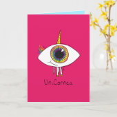 一角呼吸-虹の一角のアイグリーティングカード カード (黄色い花)