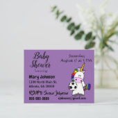 一角獣おもしろいのサ遊ッカーのベビーシャワー インビテーションポストカード (スタンド正面)