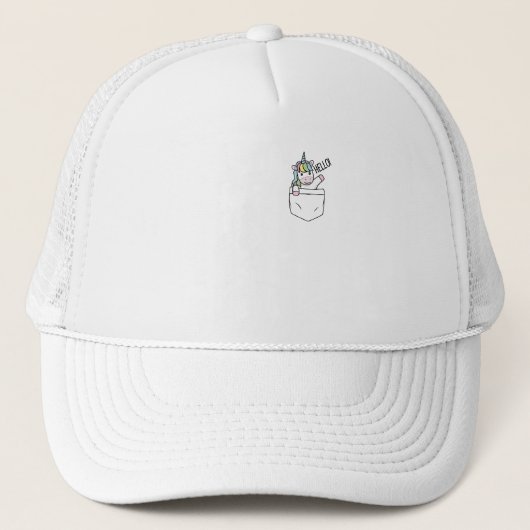 一角獣がポケットから顔を出す キャップ (正面)