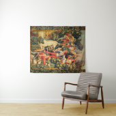 一角獣が見つかるファンタジーの花、フローラ タペストリー (インサイチュ(横))